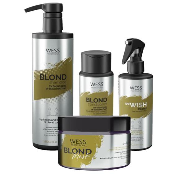 Imagem de Kit Wess Blond Sh 500Ml+Cond 250Ml+Wewish M.260Ml+Mask 200Ml