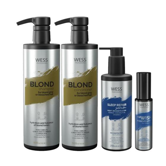 Imagem de Kit Wess Blond Sh 500Ml+Cond 500Ml+Sleep 250Ml+Wewish 50Ml