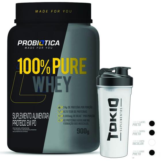 Imagem de Kit Whey 100% Probiotica 900g Pote + Coqueteleira Tokio