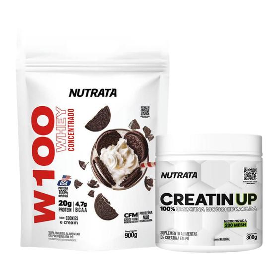 Imagem de Kit Whey + Creatina Nutrata - Whey concentrado w100 - Creatina 300g 100% pura