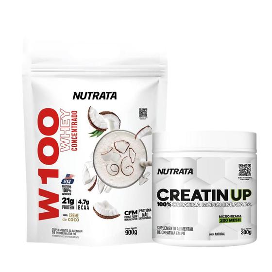 Imagem de Kit Whey + Creatina Nutrata - Whey concentrado w100 - Creatina 300g 100% pura