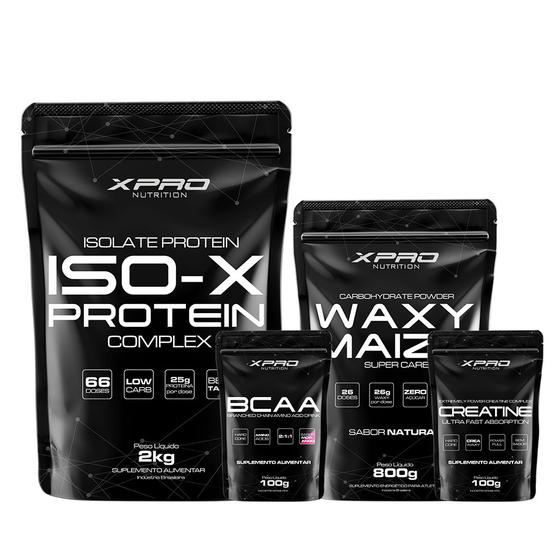 Imagem de Kit Whey Iso X Protein 2Kg + Creatina 100g + BCAA 100g + Waxy Maize Super Carb 800g - XPRO Nutritio