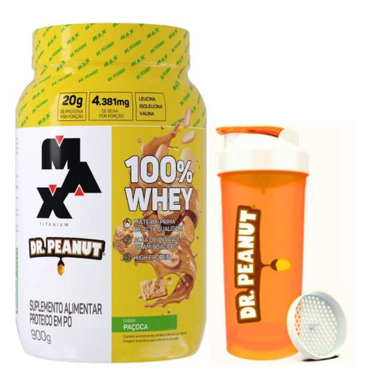 Imagem de Kit Whey Protein 100% Dr. Peanut 900g Paçoca com Coqueteleira