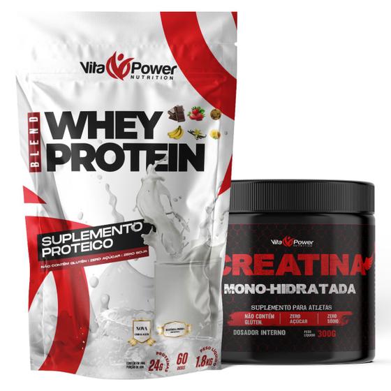 Imagem de Kit Whey Protein 1,8kg + Creatina - Vita Power Para Ganho de Massa Magra