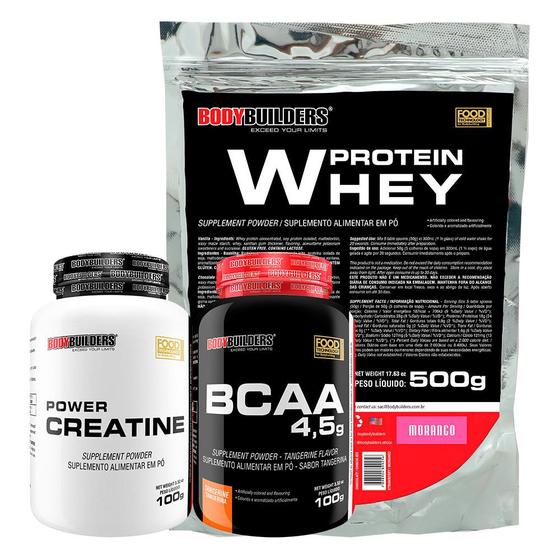 Kit Whey Protein 500g + BCAA 100g+ Power Creatina 100g - Bodybuilders Menor preço em Kit Whey Protein 500g + BCAA 100g+ Power Creatina 100g - Bodybuilders
