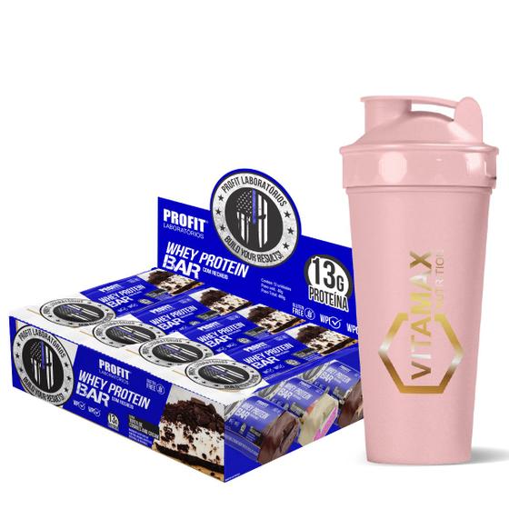 Imagem de Kit Whey Protein Bar  Cookies and Cream Profit + Coqueteleira Perolada