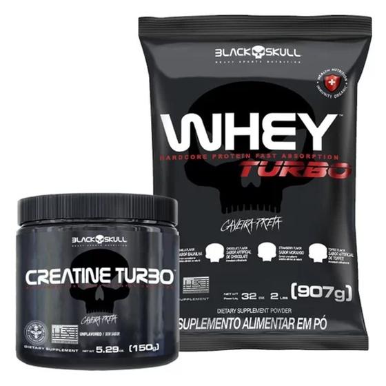 Kit Whey Protein Black Skull Turbo 907G + Creatine Black Skull Turbo