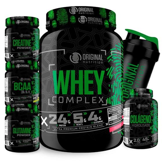 Imagem de Kit Whey Protein Complex + Bcaa + Glutamina + Creatina + Colágeno + Shaker