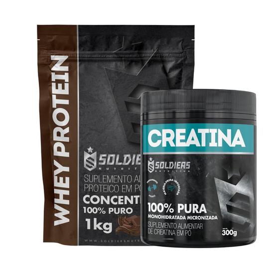 Imagem de Kit: Whey Protein Concentrado 1Kg + Creatina 300g 100% Importado - Soldiers Nutrition