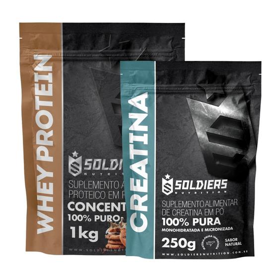 Imagem de Kit: Whey Protein Concentrado 1Kg + Creatina Monohidratada 250g - 100% Importado - Soldiers Nutrition