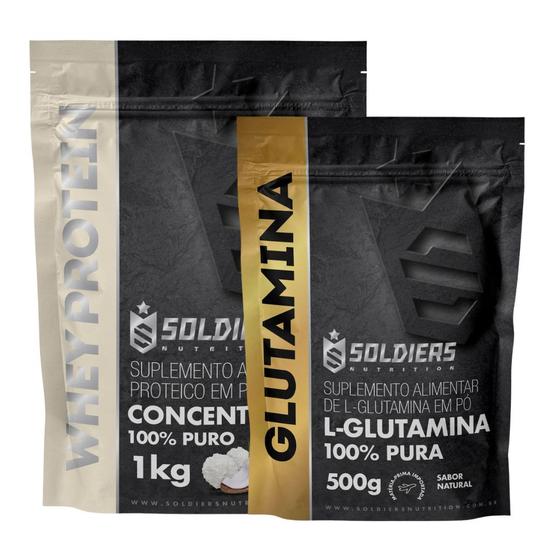 Imagem de Kit: Whey Protein Concentrado 1Kg + Glutamina 500g - 100% Importado - Soldiers Nutrition