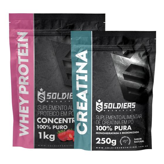 Imagem de Kit: Whey Protein Concentrado 2Kg + Creatina Monohidratada 250g - 100% Importado - Soldiers Nutrition