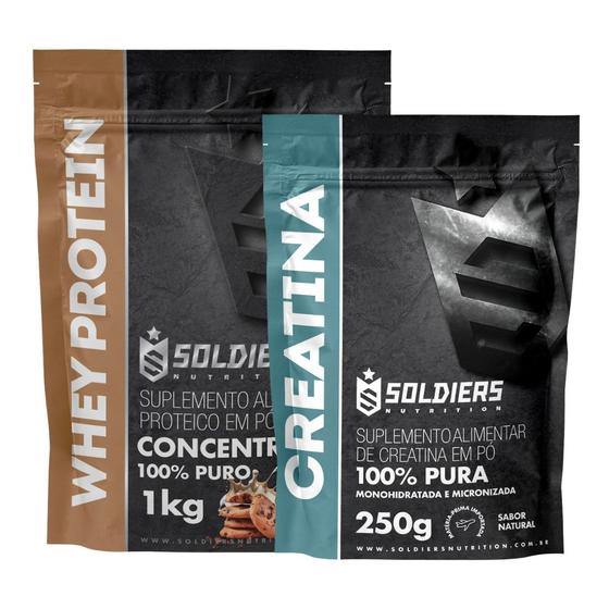 Imagem de Kit: Whey Protein Concentrado 2Kg + Creatina Monohidratada 250g - 100% Importado - Soldiers Nutrition