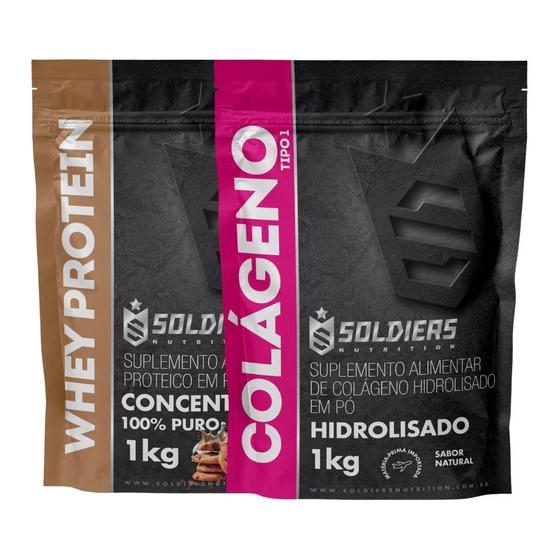 Imagem de Kit: Whey Protein Concentrado 3Kg + Colágeno Hidrolisado 1Kg - 100% Importado - Soldiers Nutrition