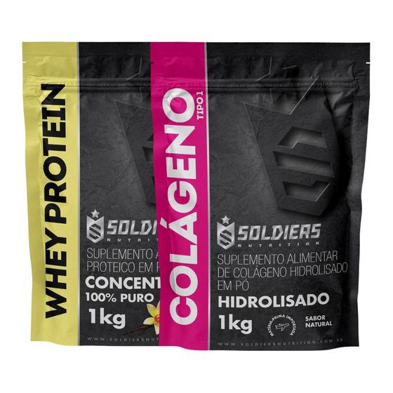 Imagem de Kit: Whey Protein Concentrado 3Kg + Colágeno Hidrolisado 1Kg - 100% Importado - Soldiers Nutrition