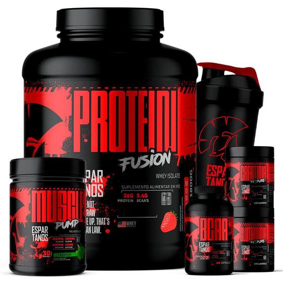 Kit Whey Protein Fusion 1,8 Kg + BCAA + Creatina + Glutamina + Pré