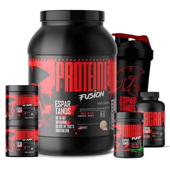 Kit Whey Protein Fusion + BCAA + Creatina + Glutamina + Pré Treino
