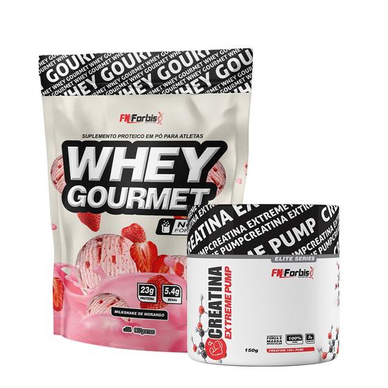Imagem de Kit Whey Protein Gourmet Refil 907g + Creatina Extreme Pump Elite Series 150g - FN Forbis Nutrition
