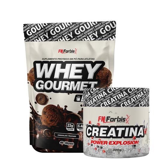 Imagem de Kit Whey Protein Gourmet Refil 907g + Creatina Power Explosion 300g - FN Forbis Nutrition 