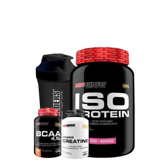 Imagem de Kit Whey Protein Isolado Iso Protein Pote 900g + Power Creatina 100g + BCAA 100g + Coqueteleira 600ml - Kit para Recuperação Muscular