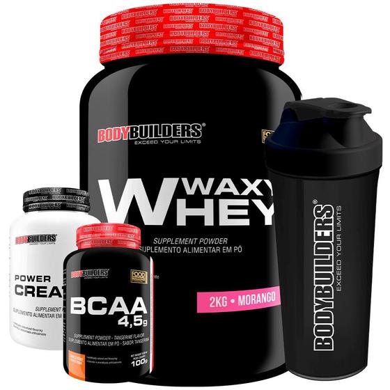 Kit Whey Protein Waxy Whey Pote 2kg + BCAA 4,5 100g + Power Creatina 100g + Shakeira 600ml - Kit para Ganho de Massa Muscular e Força- Menor preço em Kit Whey Protein Waxy Whey Pote 2kg + BCAA 4,5 100g + Power Creatina 100g + Shakeira 600ml - Kit para Ganho de Massa Muscular e Força-