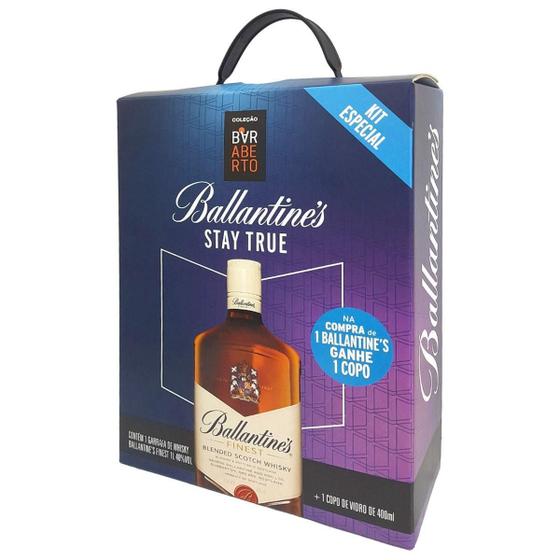 Imagem de Kit Whisky Ballatines Finest 1 Litro Com Copo Vidro 400Ml