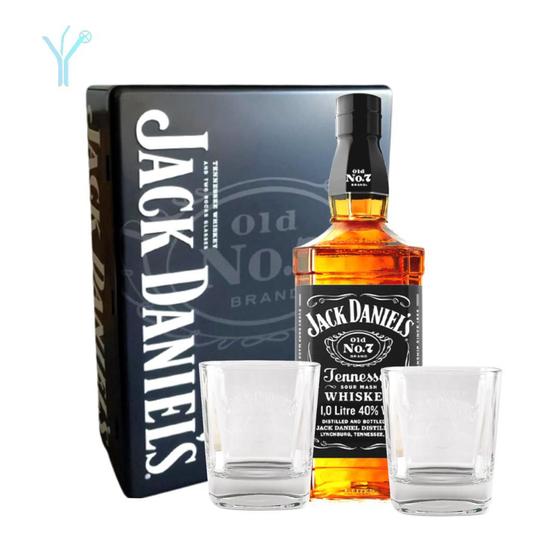 Imagem de Kit Whisky Jack Daniels n7 Estojo Lata + 2 Copos