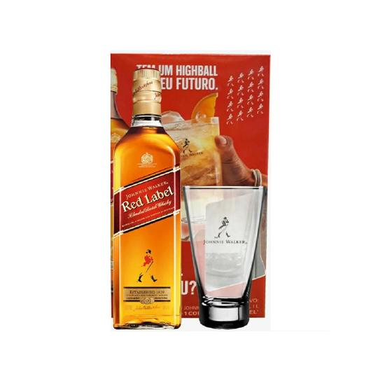 Imagem de Kit Whisky Red Label 1L + Copo exclusivo + caixa presente