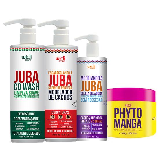 Imagem de Kit Widi Care Co Wash Juba 500, Geleia Juba 300g, Encaracolando 500g e Máscara Phyto Manga 500g