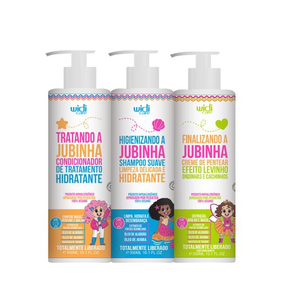 Imagem de Kit Widi Care Infantil Jubinha Shampoo, Condicionador, Creme de Pentear Levinho