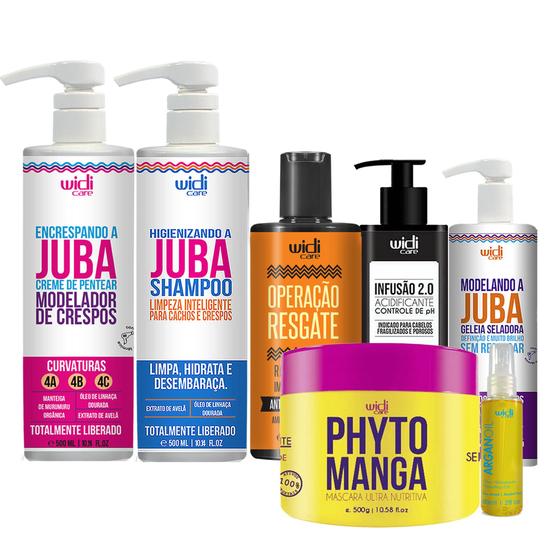 Imagem de Kit Widi Encrespando E Shampoo Juba Másc Phyto Manga E Mais