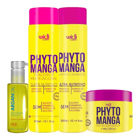 Imagem de Kit Widi Phytomanga Shampoo Finalizador Máscara Argan Oil