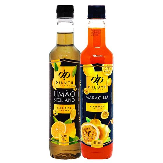 KIT Xarope Dilute Limão Siciliano e Maracujá Premium 500ml Xarope