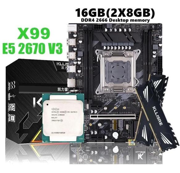 Kit Xeon X99 Placa Mãe Kllisre Xeon E5 2670 V3 E 16Gb Ddr4 Menor preço em Kit Xeon X99 Placa Mãe Kllisre Xeon E5 2670 V3 E 16Gb Ddr4