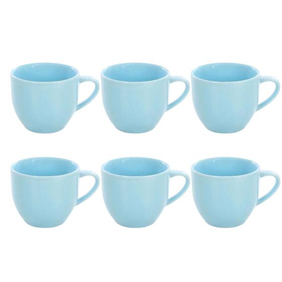 Imagem de Kit  Xícaras em Porcelana Azul 95ml Jogo de Chá e Café