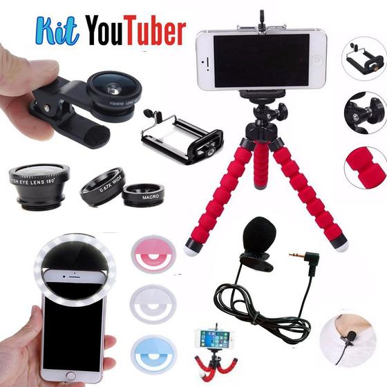 Imagem de Kit Youtuber 11 Luz de Selfie Microfone Lapela Mini Tripe