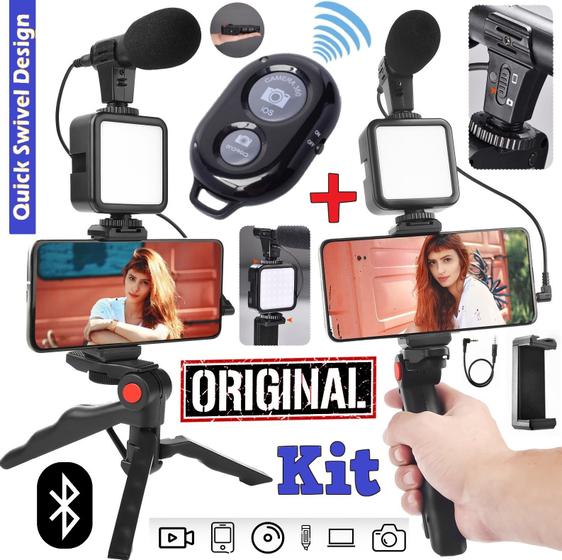 Kit Youtuber Completo Tripé + Painel de Luz Led Iluminador Celular Câmera Vlog Blogueiro Microfone Gravação Vídeo Foto - Leffa Shop Imagem de Kit Youtuber Completo Tripé + Painel de Luz Led Iluminador Celular Câmera Vlog Blogueiro Microfone Gravação Vídeo Foto