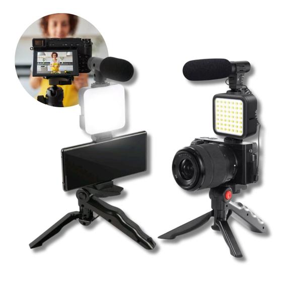 Imagem de Kit Youtuber para Celular ou Camera com Led para Live Gravação com Microfone e Tripé Iniciante - GKS