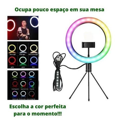 Imagem de Kit youtuber ring light tripé suporte selfie iluminação led iluminador selfie câmera celular tripé