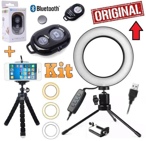 Imagem de Kit Youtuber Tripé Celular Universal + Iluminador Ring Light