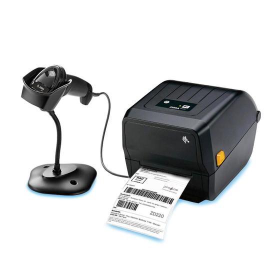 Imagem de Kit Zebra Leitor DS2208 c/Suporte + Impressora ZD220