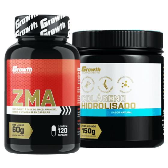 Kit Zma 120 Caps + Colágeno em Pó 150g Growth Supplements ZMA