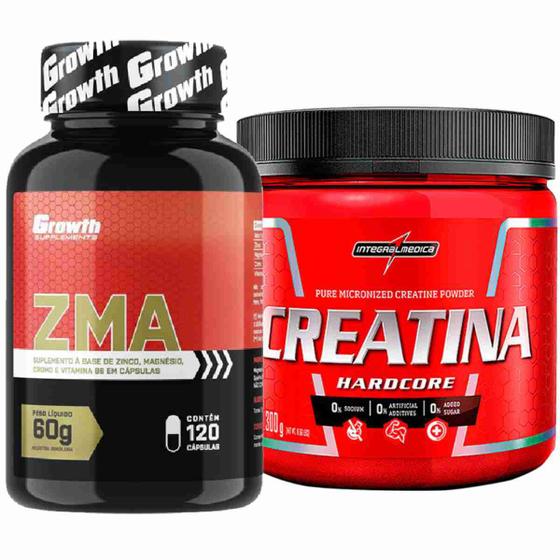 Imagem de Kit Zma 120 Caps Growth + Creatina Pura 300g IntegralMedica