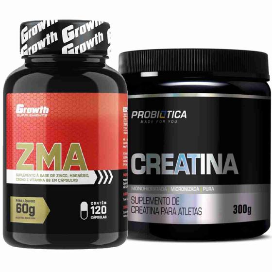 Imagem de Kit Zma 120 Caps Growth + Creatina Pura 300g Probiotica