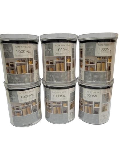 Imagem de Kit0061 - 6 Pote Hermetic Lumini Redondo 1.000 Ml