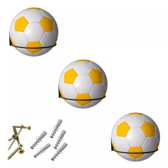 Imagem de Kit03 Suporte Bola Futebol Basquete Vôlei +parafusos Buchas