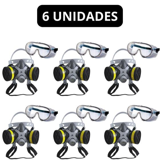 Imagem de Kit06 combo n62: respirador semi facial 2f voga+oculos ampla visão rã