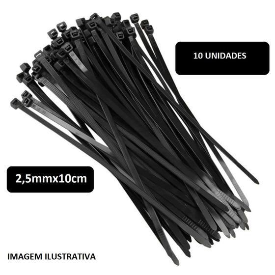 Imagem de Kit10Cinta Plástica Abracadeira Nylon Preto-branc Varias Medidas -10cm-15cm- 20cm - 23cm 28cm 39cm