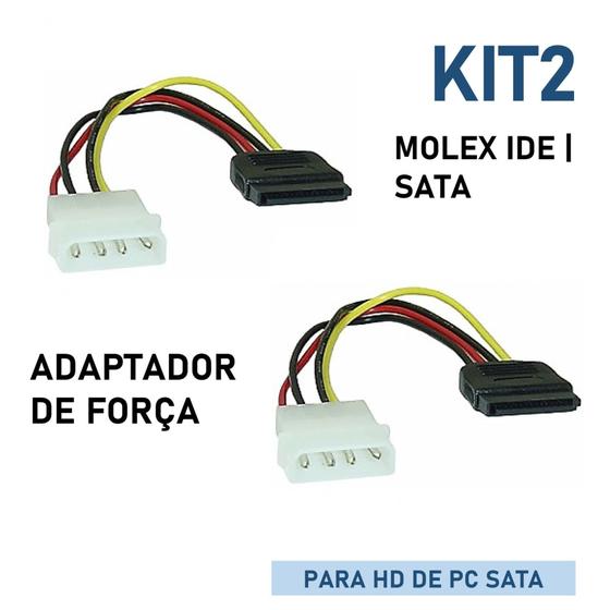 Imagem de Kit2 Adaptador de energia Ide/Sata Cabo Adaptador de Força Sata