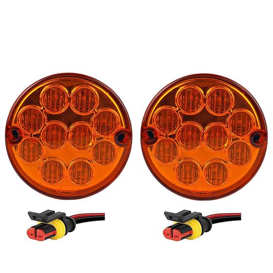 Imagem de KIT2 Lanterna Traseira Ônibus Caminhão 96mm 10 Led +Conector